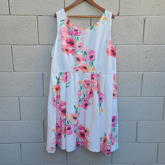 Modcloth | Hotline Watercolor Pink Spring Floral A-line Tulle Dress Plus Size 3X - Picture 3 of 16